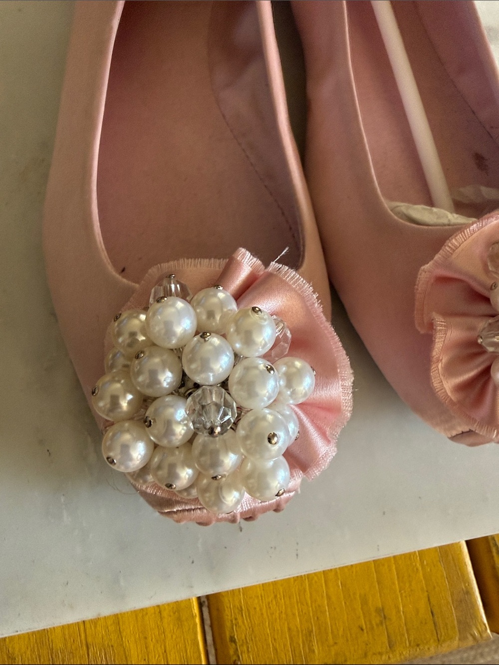Kate Spade New York Pink Satin Pearl Embellished Ballet Flats | Size 8 - Picture 9 of 9